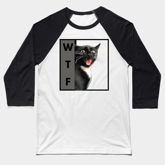 WTF Cat Baseball T-Shirt by RAndG